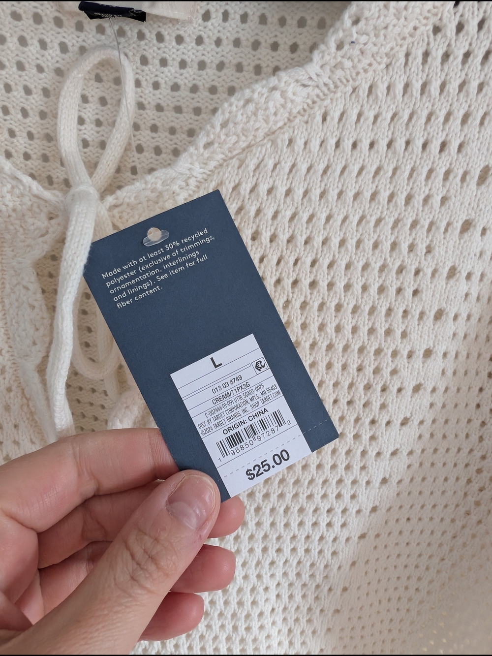 NWT Universal Thread Women's Cream Knit Tie-Front Top Large - Picture 4 of 7